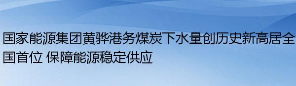 国家能源集团黄骅港务煤炭下水量创历史新高居全国首位 保障能源稳定供应