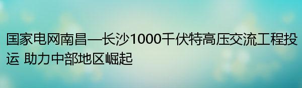 国家电网南昌—长沙1000千伏特高压交流工程投运 助力中部地区崛起