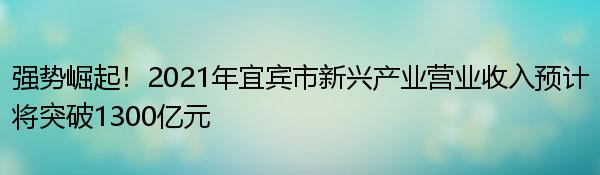 强势崛起！2021年宜宾市新兴产业营业收入预计将突破1300亿元