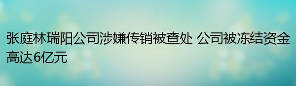 张庭林瑞阳公司涉嫌传销被查处 公司被冻结资金高达6亿元