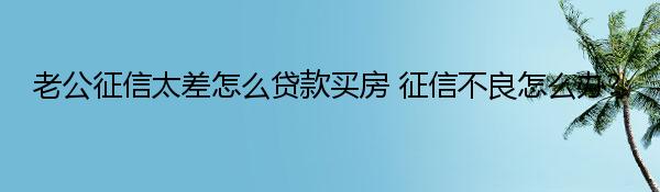 老公征信太差怎么贷款买房 征信不良怎么办？