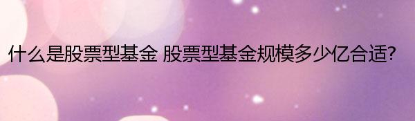 什么是股票型基金 股票型基金规模多少亿合适?