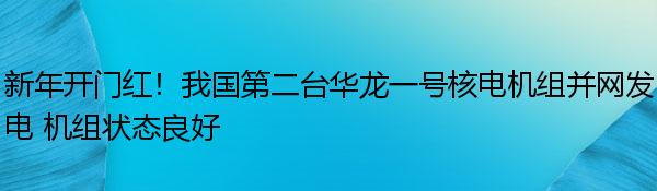 新年开门红！我国第二台华龙一号核电机组并网发电 机组状态良好