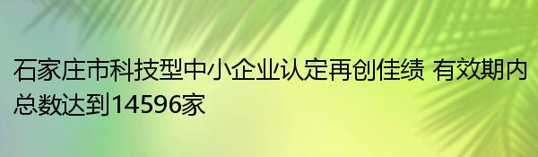 石家庄市科技型中小企业认定再创佳绩 有效期内总数达到14596家