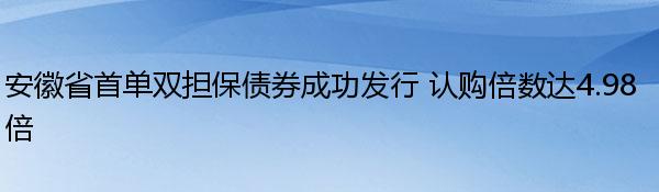 安徽省首单双担保债券成功发行 认购倍数达4.98倍