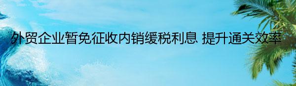 外贸企业暂免征收内销缓税利息 提升通关效率