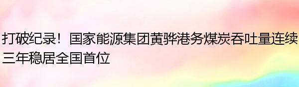 打破纪录！国家能源集团黄骅港务煤炭吞吐量连续三年稳居全国首位