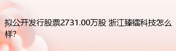 拟公开发行股票2731.00万股 浙江臻镭科技怎么样？