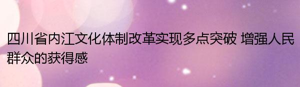 四川省内江文化体制改革实现多点突破 增强人民群众的获得感