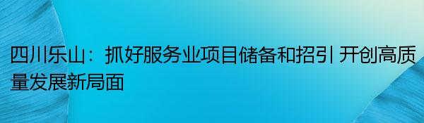 四川乐山：抓好服务业项目储备和招引 开创高质量发展新局面