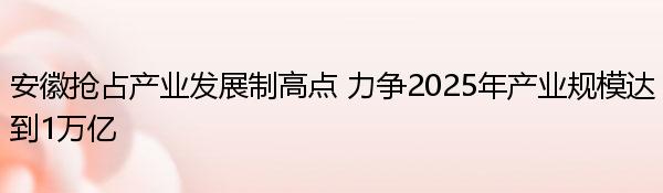 安徽抢占产业发展制高点 力争2025年产业规模达到1万亿