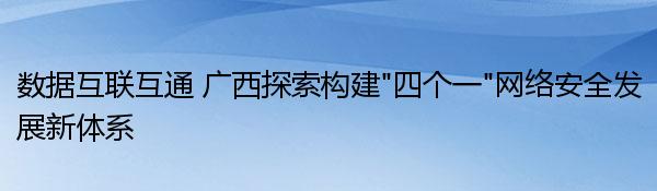 数据互联互通 广西探索构建“四个一”网络安全发展新体系