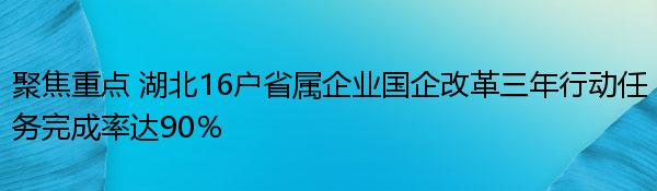 聚焦重点 湖北16户省属企业国企改革三年行动任务完成率达90％