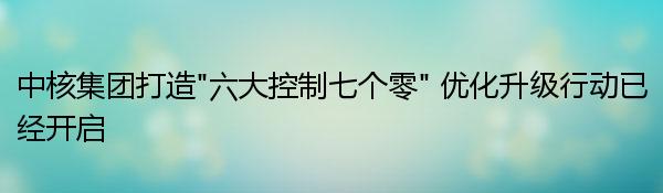 中核集团打造“六大控制七个零” 优化升级行动已经开启