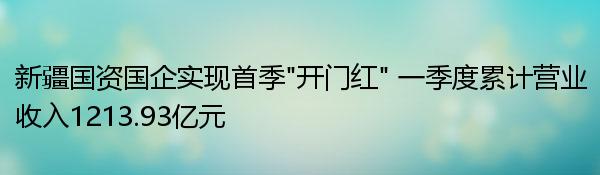 新疆国资国企实现首季“开门红” 一季度累计营业收入1213.93亿元