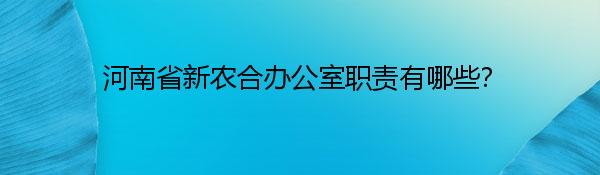 河南省新农合办公室职责有哪些？