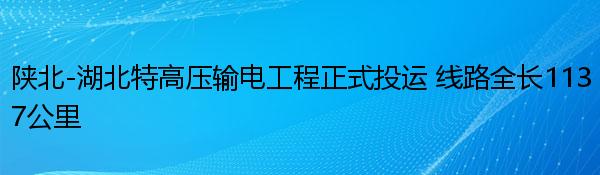 陕北-湖北特高压输电工程正式投运 线路全长1137公里