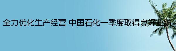 全力优化生产经营 中国石化一季度取得良好业绩