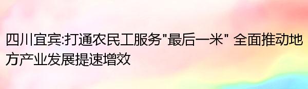 四川宜宾:打通农民工服务“最后一米” 全面推动地方产业发展提速增效