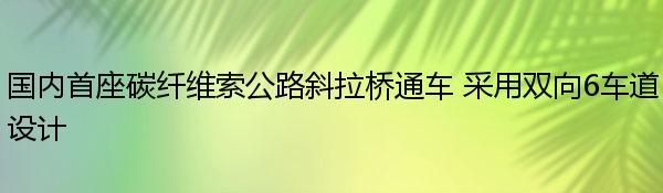 国内首座碳纤维索公路斜拉桥通车 采用双向6车道设计