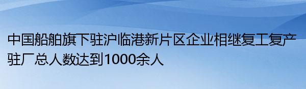 中国船舶旗下驻沪临港新片区企业相继复工复产 驻厂总人数达到1000余人