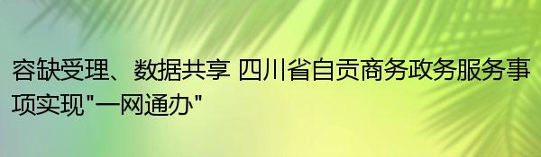 容缺受理、数据共享 四川省自贡商务政务服务事项实现“一网通办”