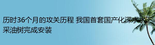 历时36个月的攻关历程 我国首套国产化深水水下采油树完成安装