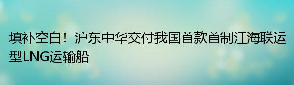 填补空白！沪东中华交付我国首款首制江海联运型LNG运输船