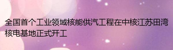 全国首个工业领域核能供汽工程在中核江苏田湾核电基地正式开工