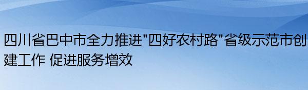 四川省巴中市全力推进“四好农村路”省级示范市创建工作 促进服务增效