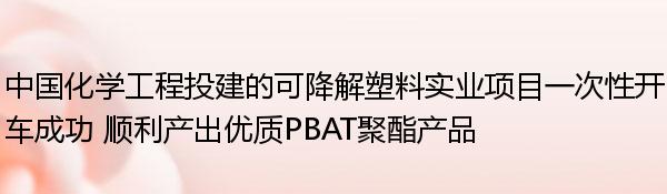 中国化学工程投建的可降解塑料实业项目一次性开车成功 顺利产出优质PBAT聚酯产品