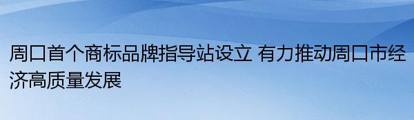 周口首个商标品牌指导站设立 有力推动周口市经济高质量发展