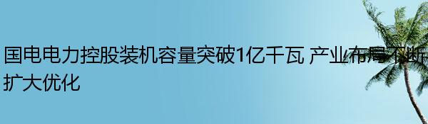 国电电力控股装机容量突破1亿千瓦 产业布局不断扩大优化