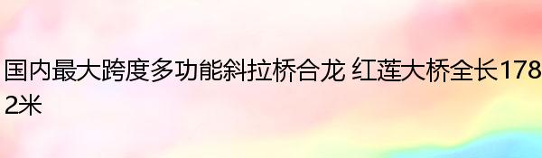 国内最大跨度多功能斜拉桥合龙 红莲大桥全长1782米