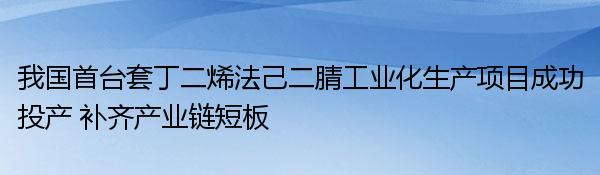 我国首台套丁二烯法己二腈工业化生产项目成功投产 补齐产业链短板