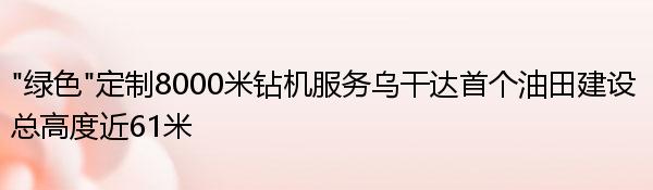 “绿色”定制8000米钻机服务乌干达首个油田建设 总高度近61米